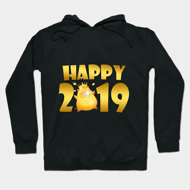 New Years Eve T-Shirt 2019 Gold Pig Gift Hoodie by TeeLovely